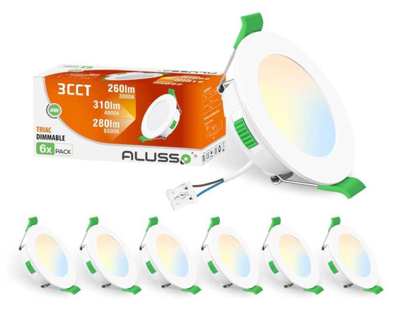 Bec Incastrat Spot LED ALUSSO,4W cu reglaj,68 mm,pachet 6 buc,clasa F