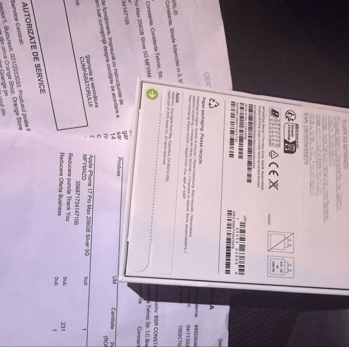 iPh 17 Pro Max Silver Alb  NOU 256gb Neverlock Factura Garantie 2 ani