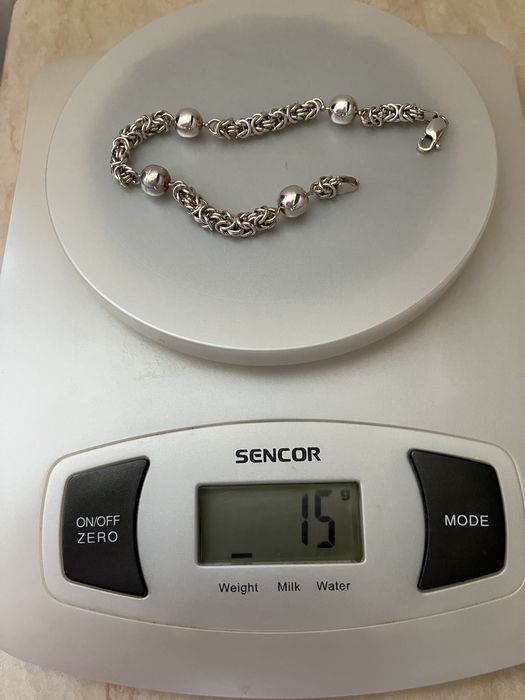 Сребърен синджир и гривна кралска плетка