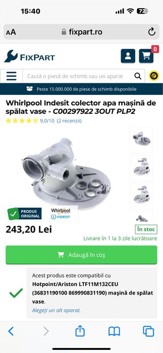 Piese maşinǎ de spălat vase Indesit/Whirlpool/Hotpoint Ariston