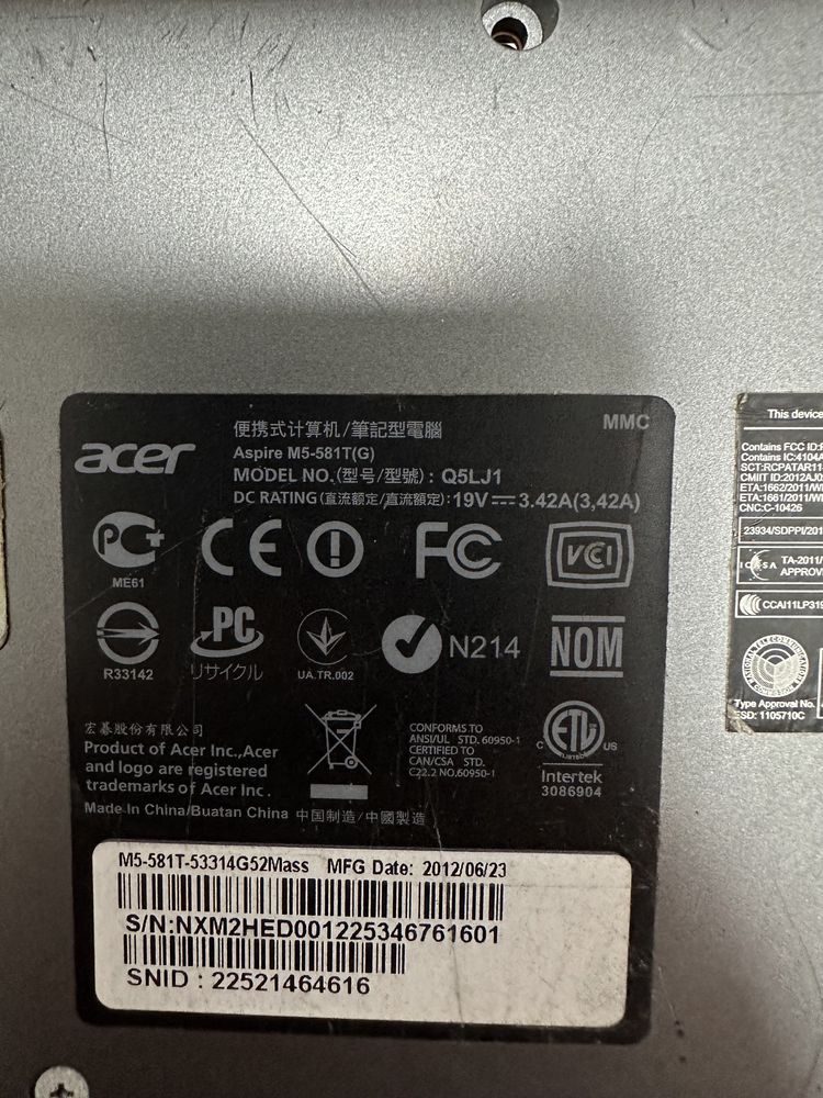 Dezmembrez Acer Aspire M5 581T 581T 481T-TimelineU functional i5
