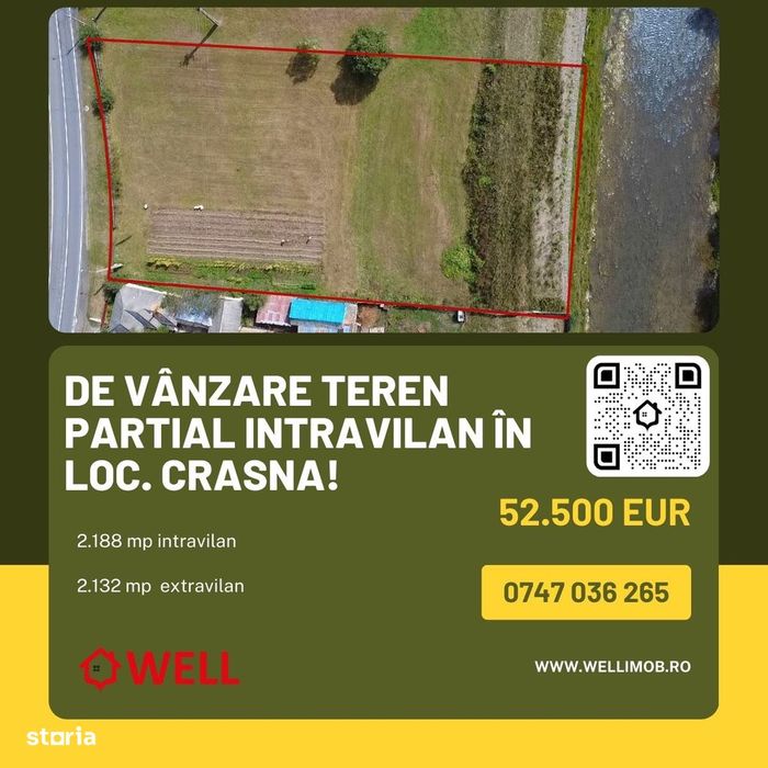 De vânzare teren partial intravilan în loc. Crasna!
