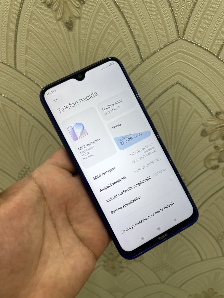 Redmi Note 8 Ideal holatda 4+1/64gb