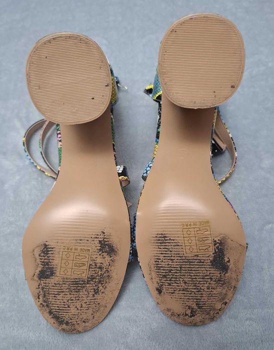 Sandale deosebite, multicolore, cu toc inalt gros, Zapatos, 40-41