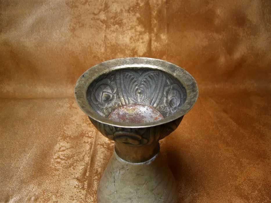 Cupa tamaie sec 19, marmura, placata argint colectie, vintage
