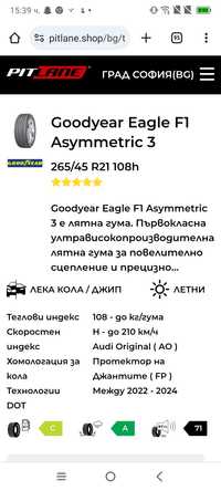 GoodYear Eagle F1 265/45/21