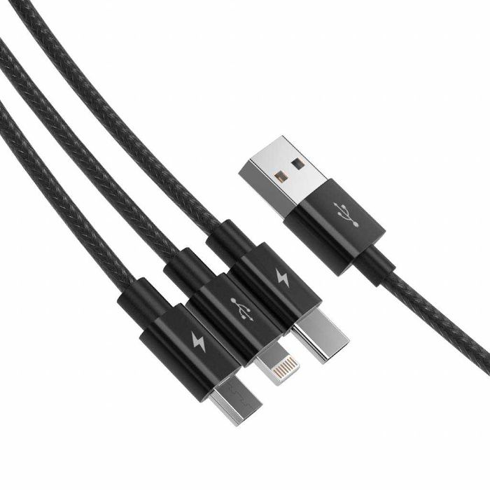 3in1 Cablu USB de incarcare rapid micro USB / USB-C / lighting, 3A