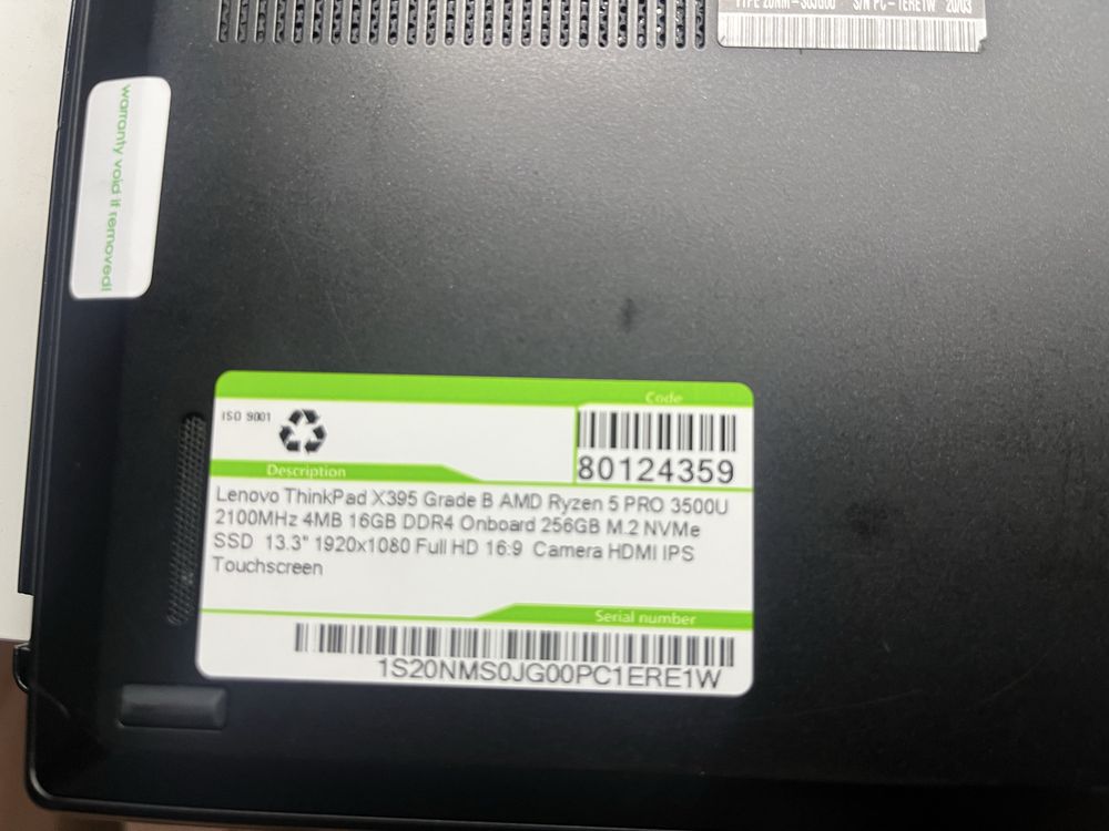 Lenovo thinkpad x395 ryzen 5 / 256gb ssd / touchscreen / 8gb ram