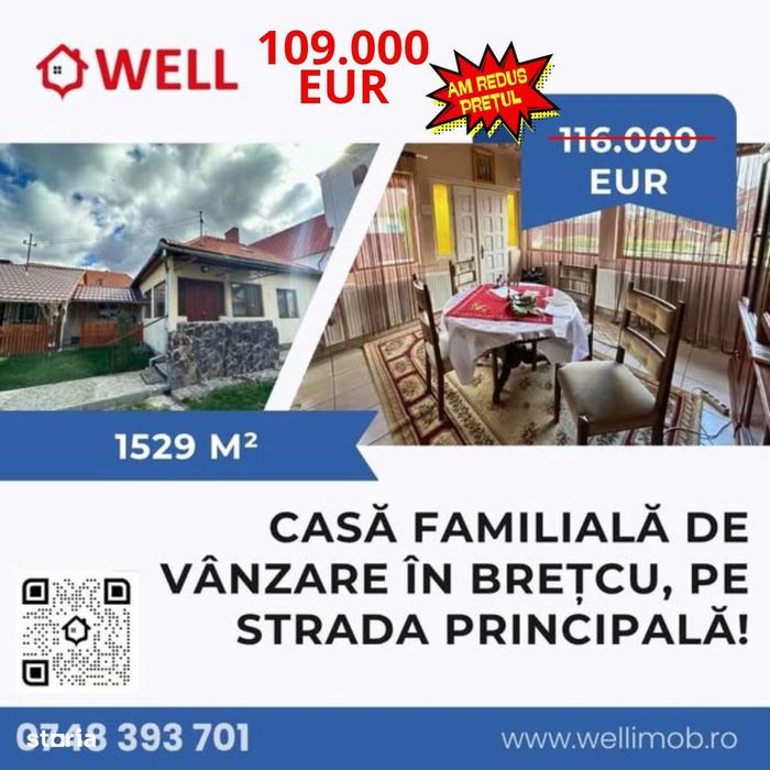 Casă familială de vânzare în Brețcu, pe strada Principală!
