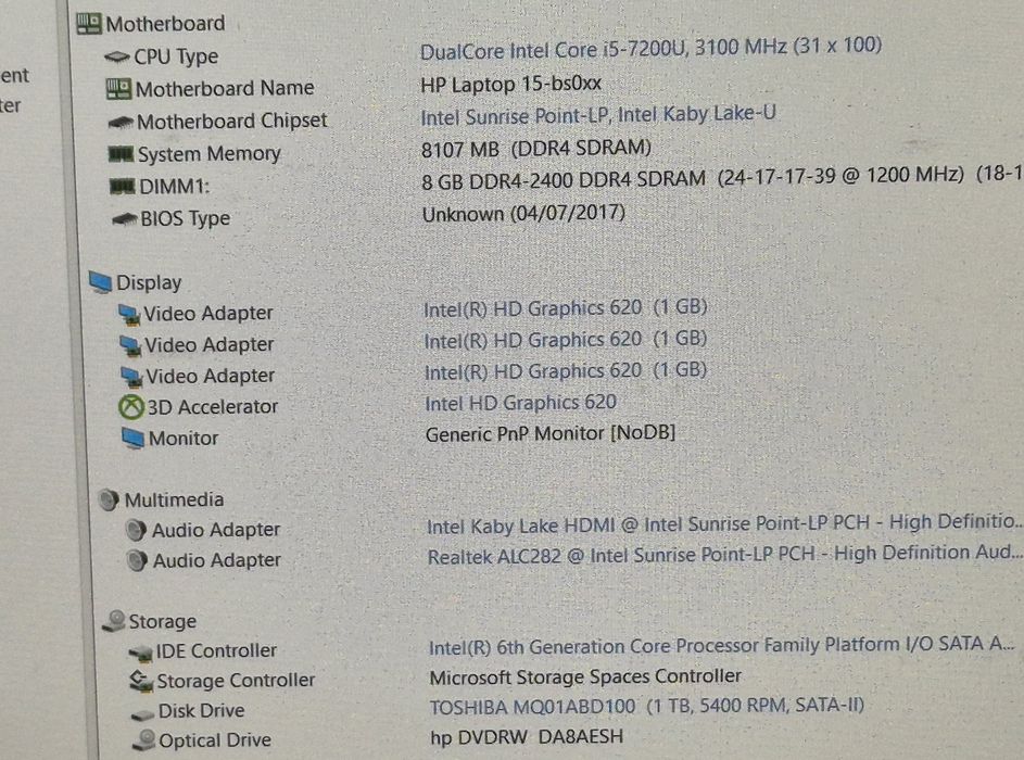 vand laptop Hp 15..15.6 inch FH..i5 7200..8 Gb..Hard 1 TB.