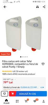 Filtru cartus anti calcar Tefal XD9030E0, compatibil purely/simply