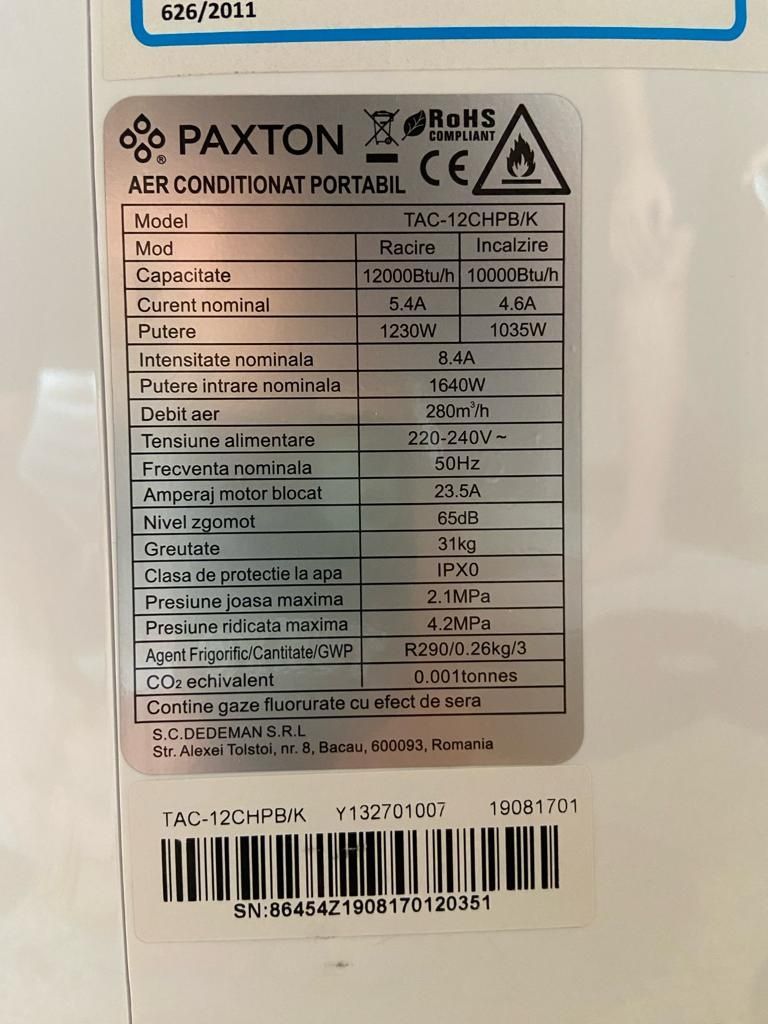 Aer Conditionat Paxton R290 varianta 2023