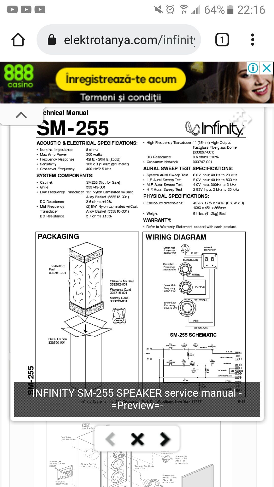 Boxe Infinity SM 255 plus Amplificator