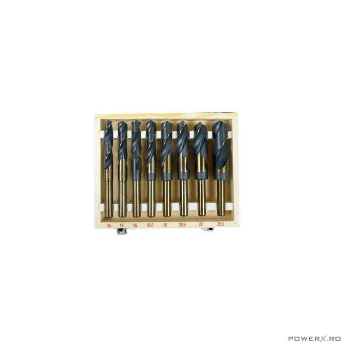 Trusa burghie cobalt, 8 piese, Silver