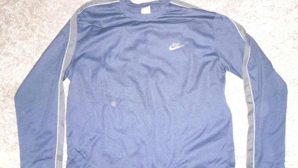 Bluza Nike XXL albastru inchis cu maneca lunga cu dunga gri originala