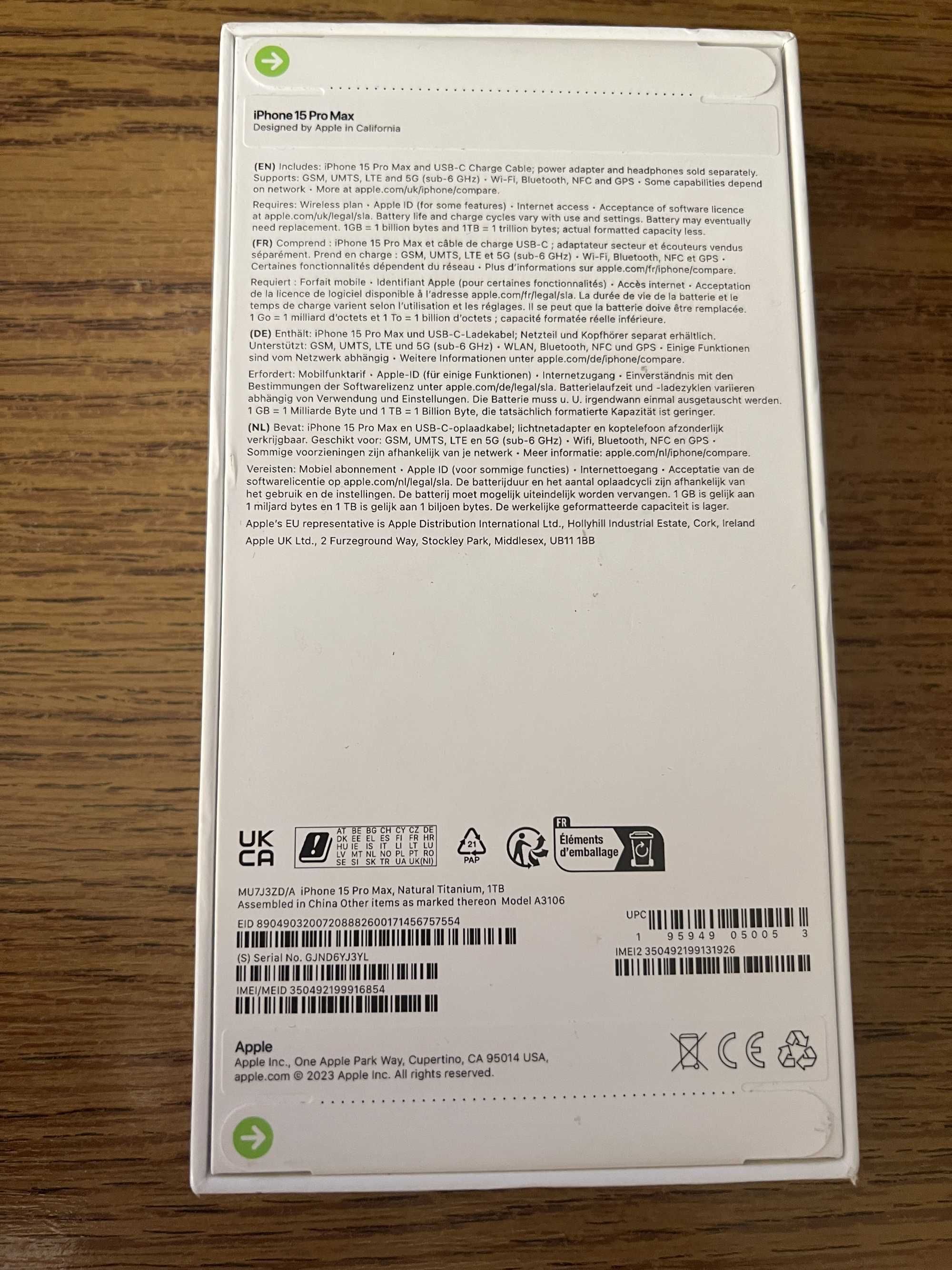 Telefon APPLE iPhone 15 Pro Max 5G, 1TB, Natural Titanium NOU Sigilat