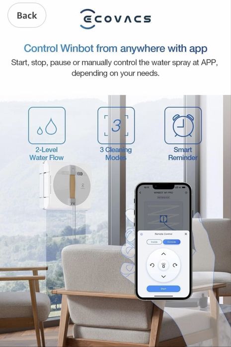 Работ за почистване на прозорци Ecovac WINBOT W1 PRO,