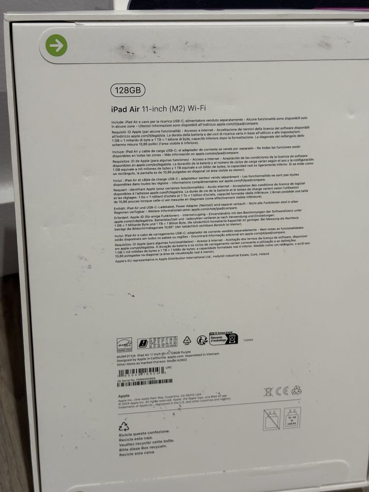 Apple iPad Air 11" (2024), 128GB, sigilata, transport ZERO