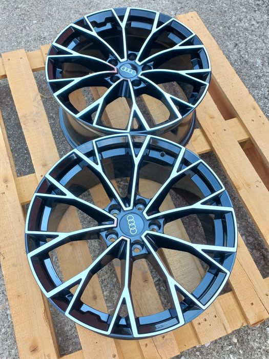 18"Audi S line 5x112 8j et40 A3 A4 A6 Q3 Q5 Black Polish Чисто Нови.