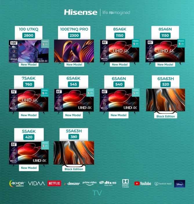 Телевизоры Hisense в большом ассортименте с доставкой на дом