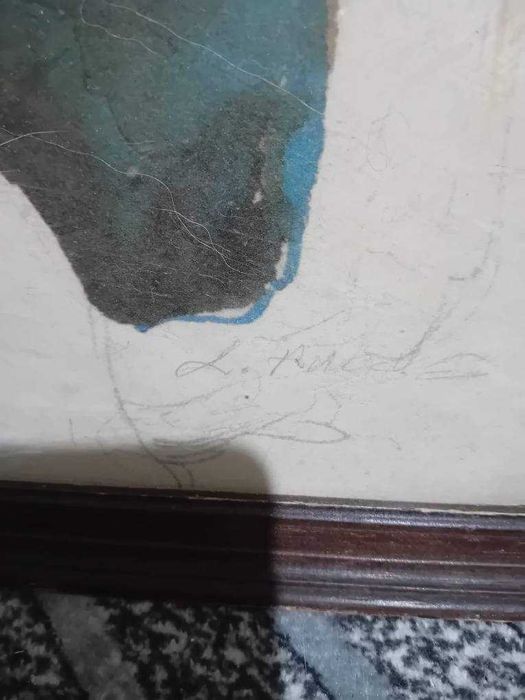 Tablou deosebit lucrat in creion si acuarela