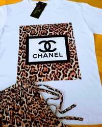 Compleu Chanel animal print,bumbac/licra/diverse marimi