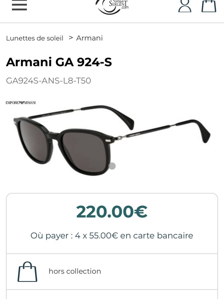 Giorgio Armani ochelari soare wayfarer Made in Italy GA 924 S