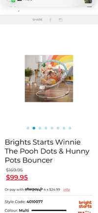 Bouncer cu vibratii bright starts winnie the pooh