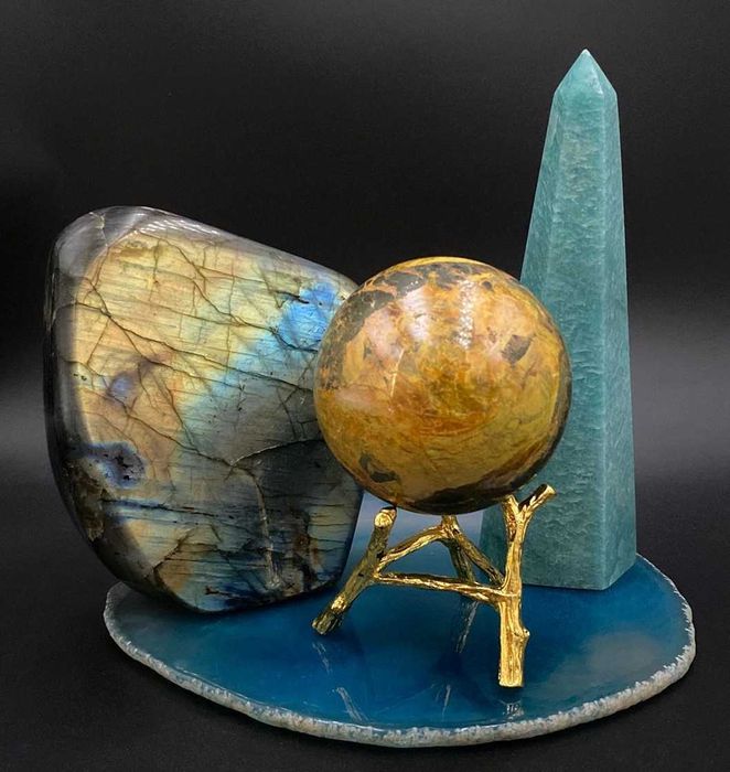 Decor Cristale - Labradorit&Amazonit&Realgar-Set Pietre Semipretioase