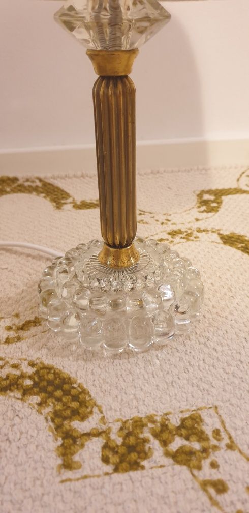 Lampa veioza vintage colectie alama sticla Suedia 1970