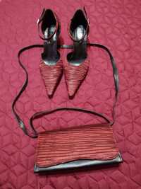 Обувки и чанта Бордо