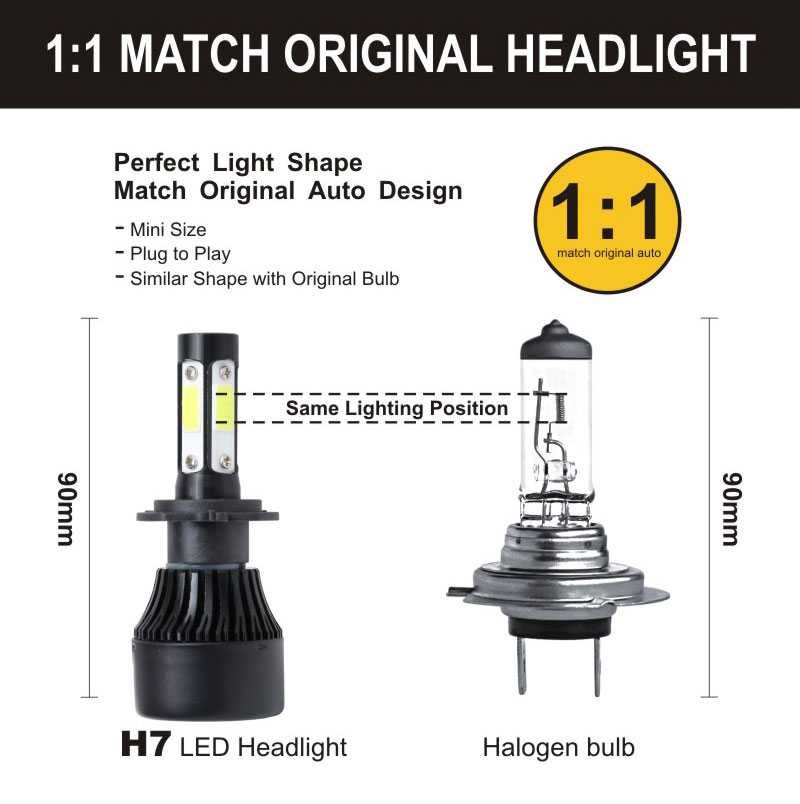 4 ДИОДА H4 H7 H1 HB3 HB4 LED Автомобилни Крушки 100W 20000LM