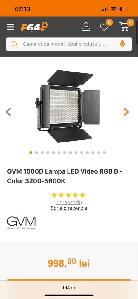GVM 1000D Lampa LED Video RGB Bi-Color 3200-5600K