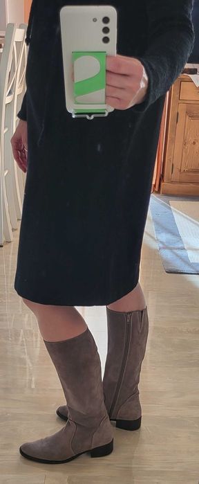 Cizme lungi de dama, piele naturala, intoarsa, mar. 40