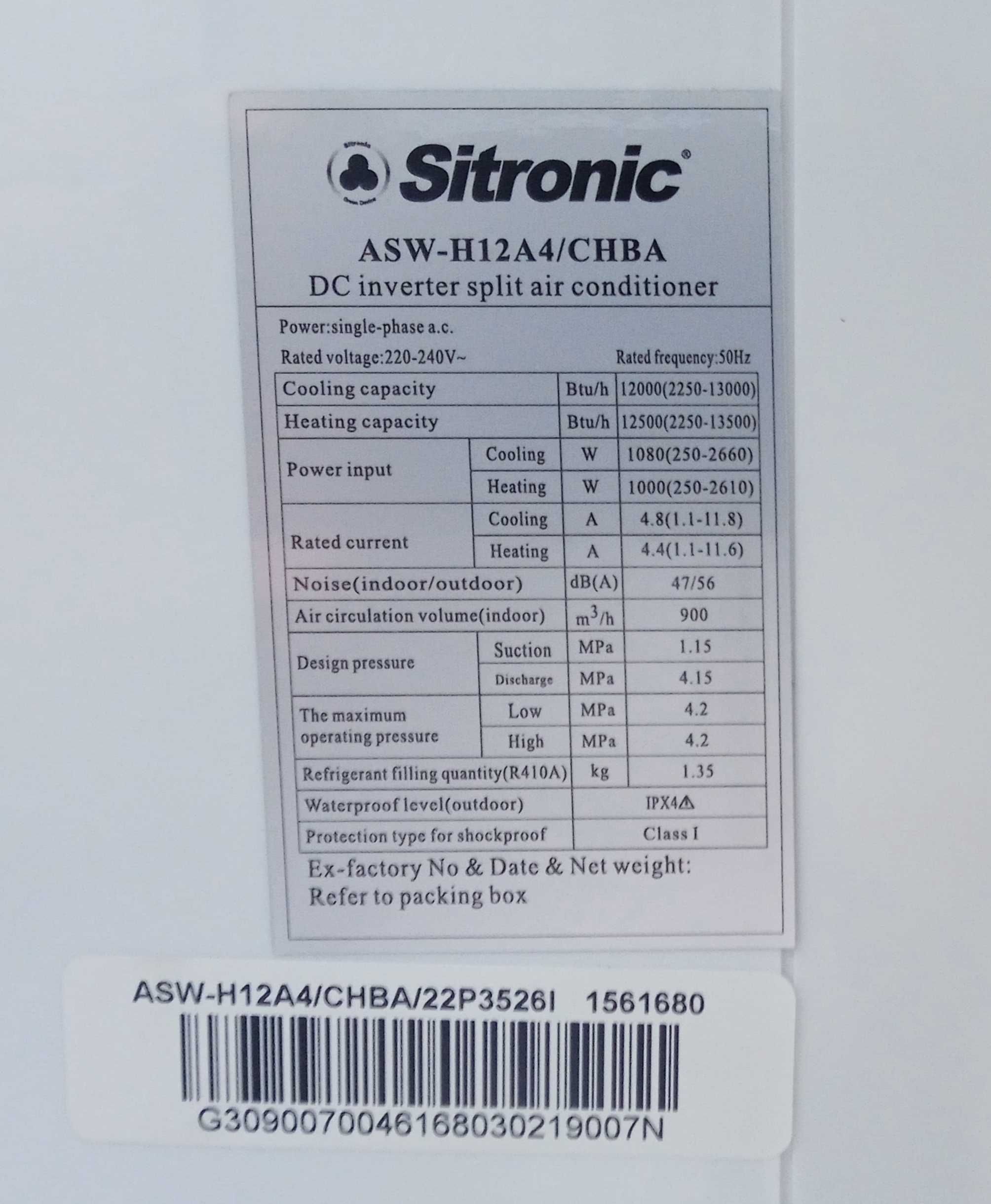 Sitronic (12) Кондиционер DC INVERTER model :  Solar Premium + (ТЕN)