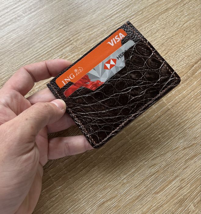 Portcard de lux din piele naturala - crocodil si piele Dollaro