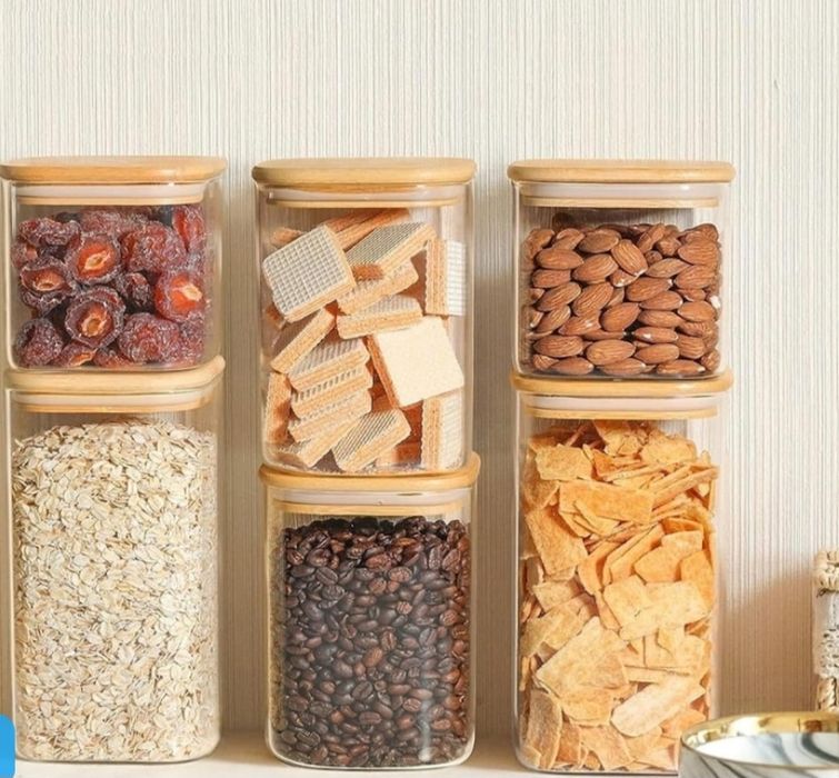 Set 6 Cutii Alimentare cu închidere ermetica din bambus