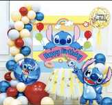 Пълен комплект украса за рожден ден на Stitch, 57 части, покани Ститч