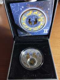 монета "Знаки Зодиака: Близнецы".  20 руб, Беларусь, серебро, позолота