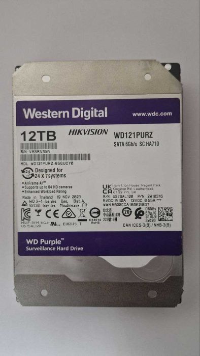 HDD-Диск - 12 Tb WD - Purple - (Фиолетовый) - HIKVISION