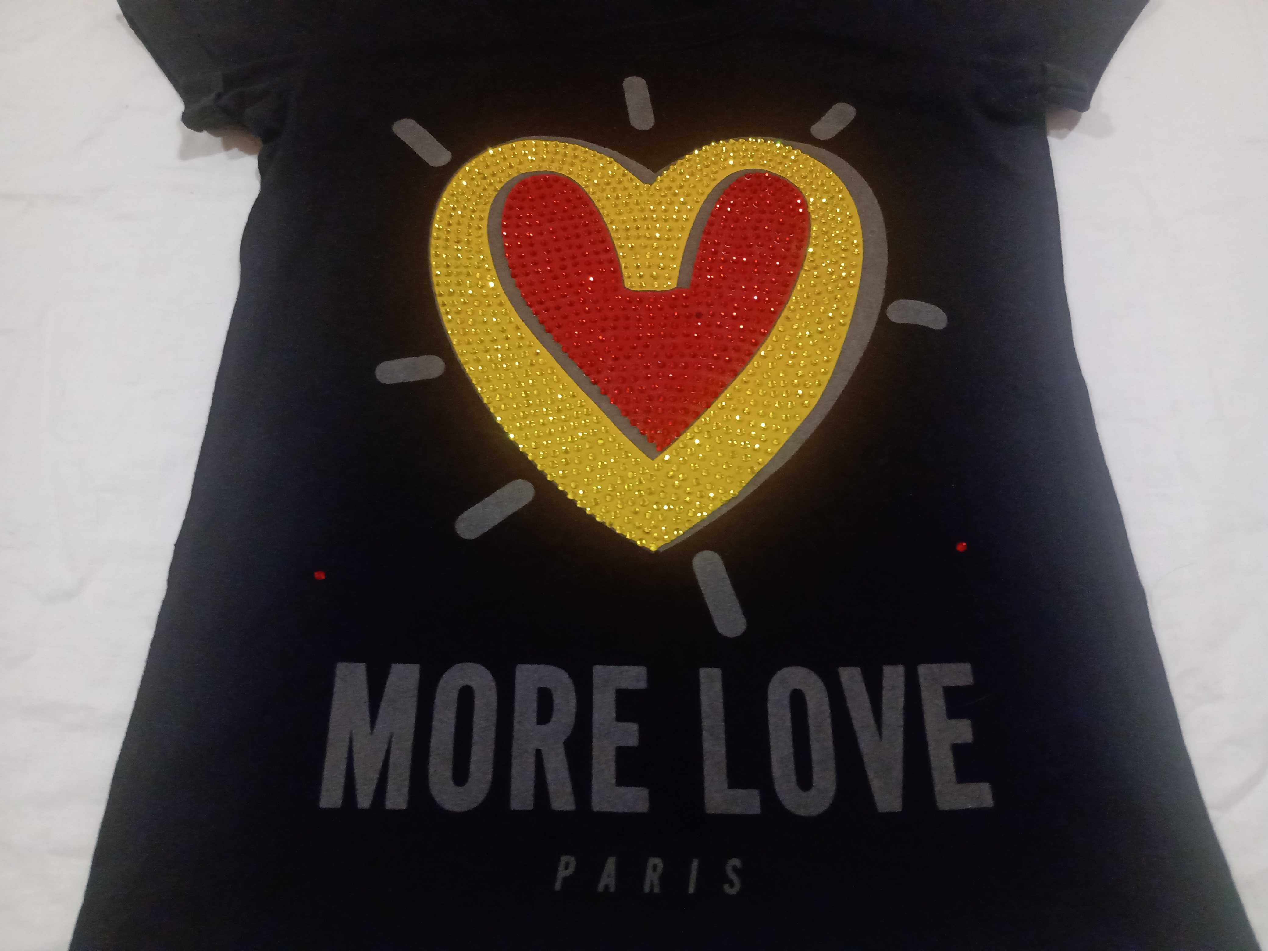 Love Moschino памук женска тениска перфектна More Love Paris оригинал