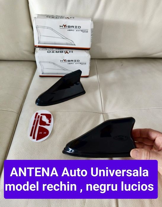 Antena Auto Fm Radio , Antena Aerodinamica tip Rechin , negru lucios