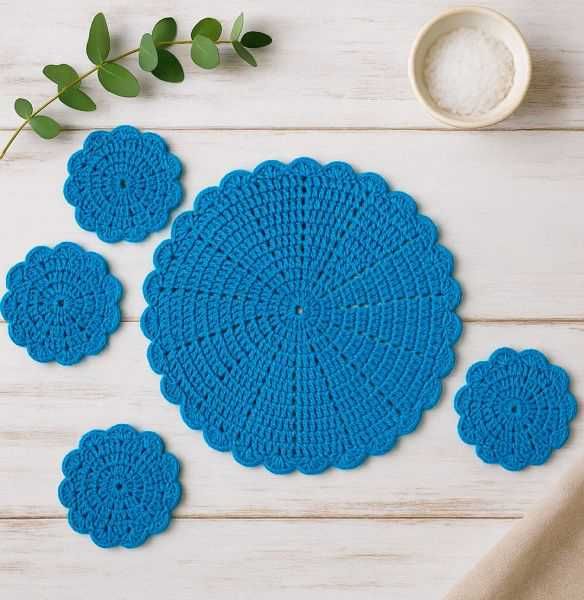 Set coastere Croșetate Manual – Culoare și Eleganță în Fiecare Fir!