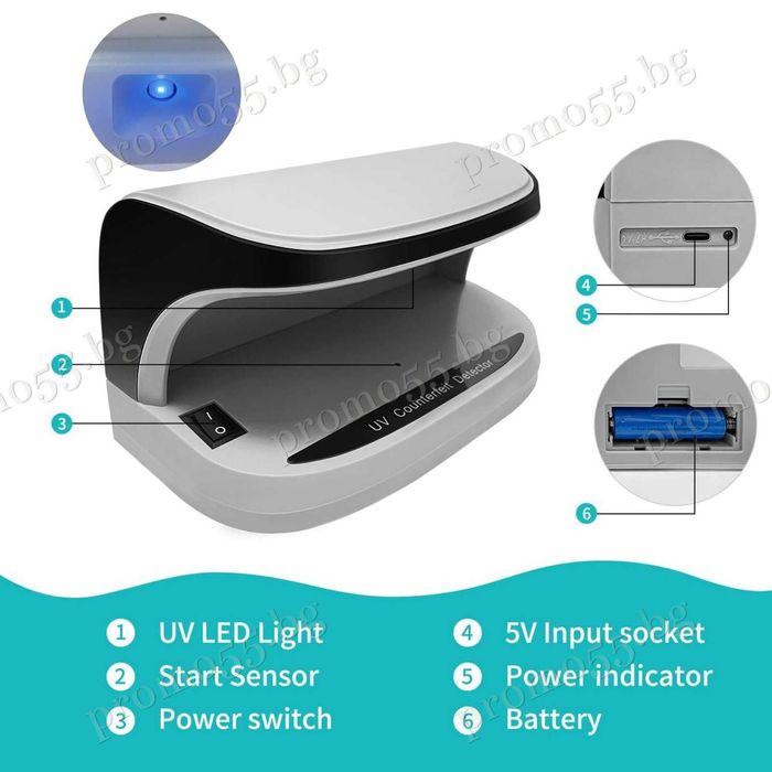 Преносима UV Лампа Детектор за Фалшиви Банкноти с Лед Светлина