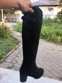 Сапоги женские, замшевые, на меху, евро зима, чёрные 36 размер