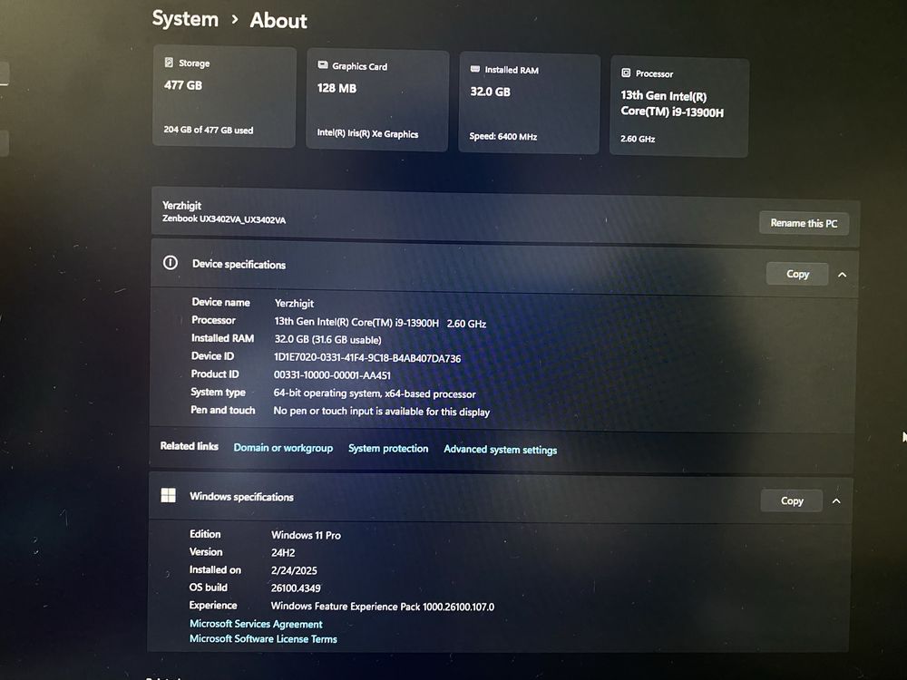 ASUS ZenBook x14 intel-i9-13900 DDR5