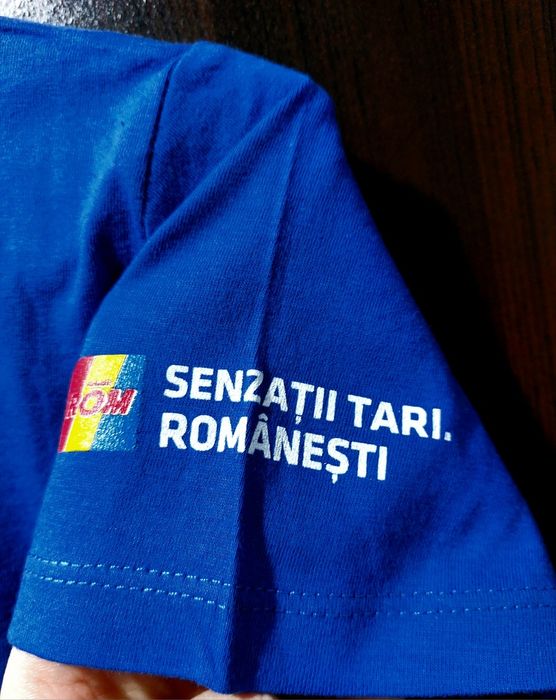 Tricou albastru ROM ediție limitată Dragobete Emoji Autentic ROMânești