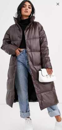 Новая зимняя куртка экокожа, Англия, коричневая, 44-50, демисезон