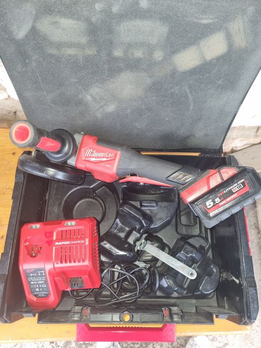 Flex milwaukee fhsag125xpdb baterie 5 5 ah,incarcator rapid.cutie