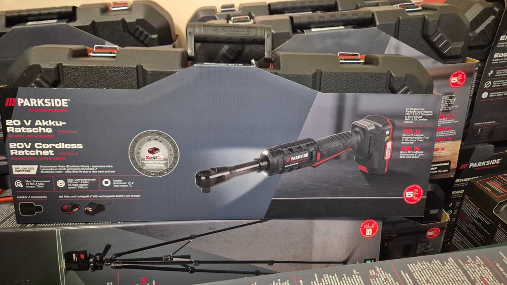 НОВА Parkside Performance 20V акумулаторна тресчотка със батерия и зар